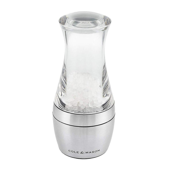 Cole & Mason 140mm Precision Wishford Stainless Steel Stemless Salt Mill - Old Railway Line Garden Centre