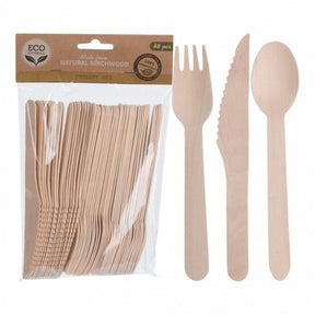Cutlery Set Natural Birchwood 48 Pieces - Old Railway Line Garden Centre