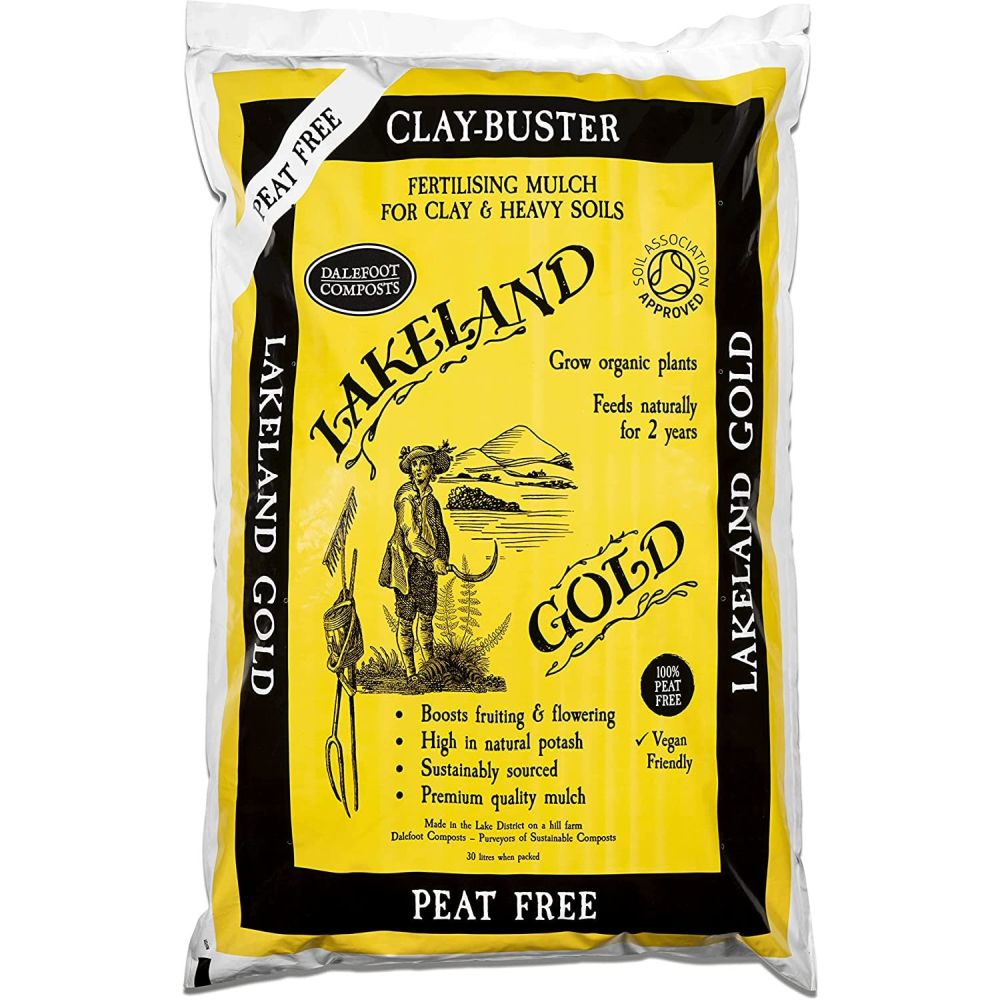 Dalefoot 30L Lakeland Gold Clay - Buster Peat - Free Mulch - Old Railway Line Garden Centre