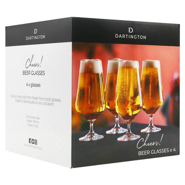 Dartington Crystal Cheers Set of 4 Stemmed Beer Glasses - Old Railway Line Garden Centre