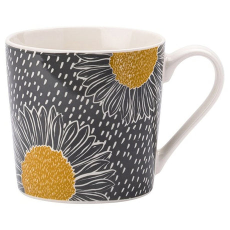 David Mason 13cm Grey Artisan Flower Floral Mug - Old Railway Line Garden Centre