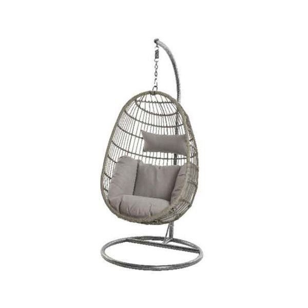 Decoris 195cm Iron Grey Wicker Corsica Hanging Garden Egg Chair - Old Railway Line Garden Centre