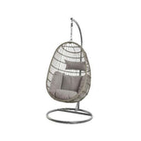 Decoris 195cm Iron Grey Wicker Corsica Hanging Garden Egg Chair - Old Railway Line Garden Centre