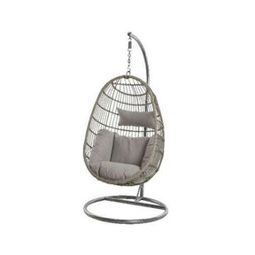 Decoris 195cm Iron Grey Wicker Corsica Hanging Garden Egg Chair - Old Railway Line Garden Centre