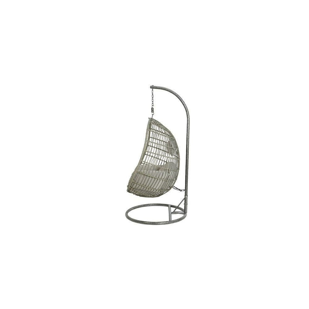 Decoris 195cm Iron Grey Wicker Corsica Hanging Garden Egg Chair - Old Railway Line Garden Centre