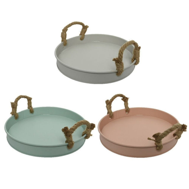 Decoris 30cm Iron Round Matt Serving Tray (Choice of 3) - Old Railway Line Garden Centre