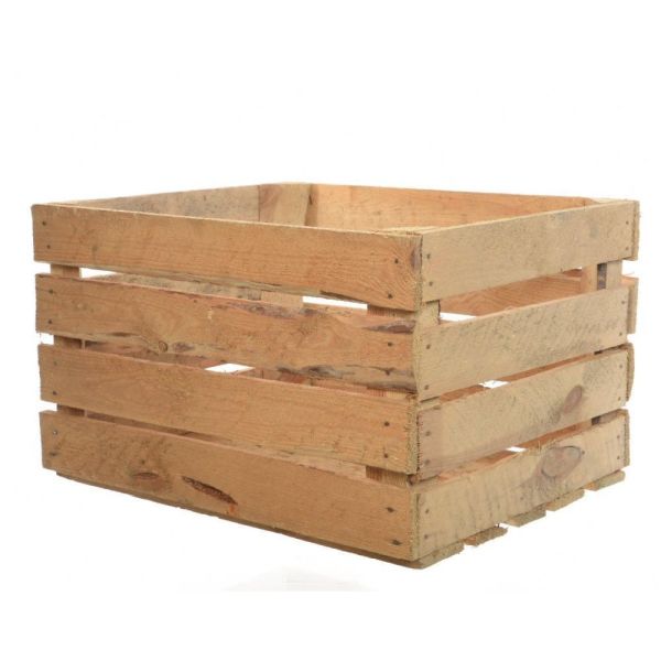 Decoris 50cm Natural Wooden Apple Crate - Old Railway Line Garden Centre