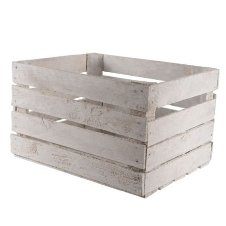 Decoris 50cm White Wooden Apple Crate - Old Railway Line Garden Centre