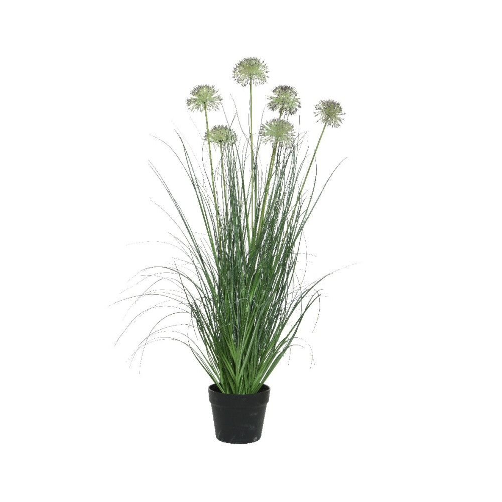 Decoris 90cm Green Artificial Allium Plant in Plastic Pot - Old Railway Line Garden Centre