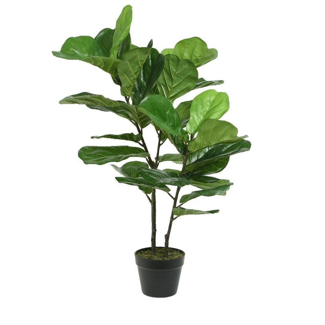 Decoris 97cm Green Artificial Leaf Fig Tree in Plastic Pot - Old Railway Line Garden Centre