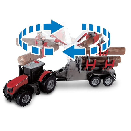 Dickie Massey Ferguson Tractor & Log Trailer Toy - Old Railway Line Garden Centre