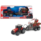 Dickie Massey Ferguson Tractor & Log Trailer Toy - Old Railway Line Garden Centre