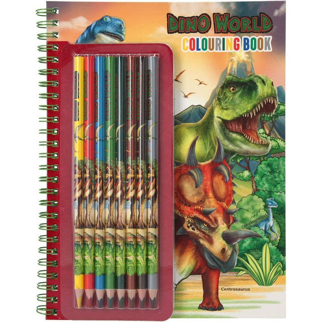 Dino World Colouring Book With Coloured Pencils - Old Railway Line Garden Centre