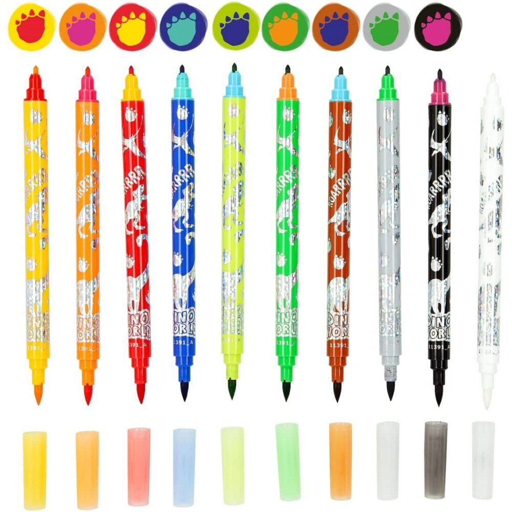 Dino World Double - Ended Magic Marker Pen Set - Old Railway Line Garden Centre