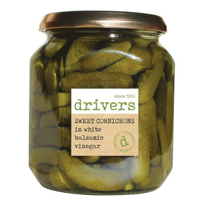Driver's 550g Sweet Cornichons in White Balsamic Vinegar - Old Railway Line Garden Centre