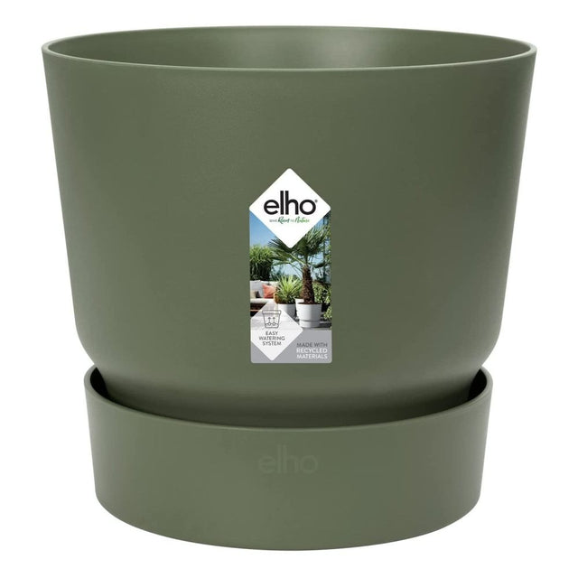 Elho 14cm Leaf Green Greenville Round Planter - Old Railway Line Garden Centre