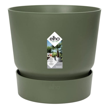 Elho 18cm Leaf Green Greenville Round Planter - Old Railway Line Garden Centre