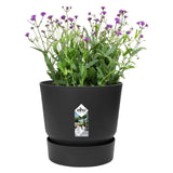 Elho 18cm Living Black Greenville Round Planter - Old Railway Line Garden Centre