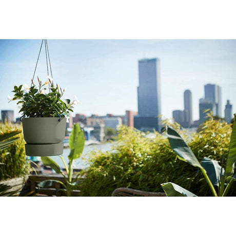 Elho 24cm Leaf Green Greenville Hanging Basket Planter - Old Railway Line Garden Centre