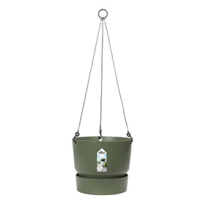 Elho 24cm Leaf Green Greenville Hanging Basket Planter - Old Railway Line Garden Centre