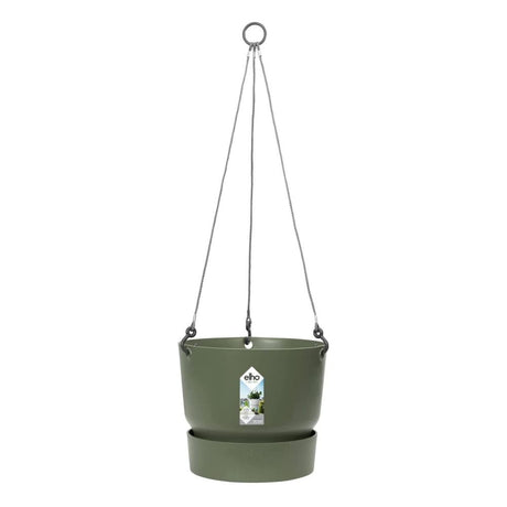 Elho 24cm Leaf Green Greenville Hanging Basket Planter - Old Railway Line Garden Centre