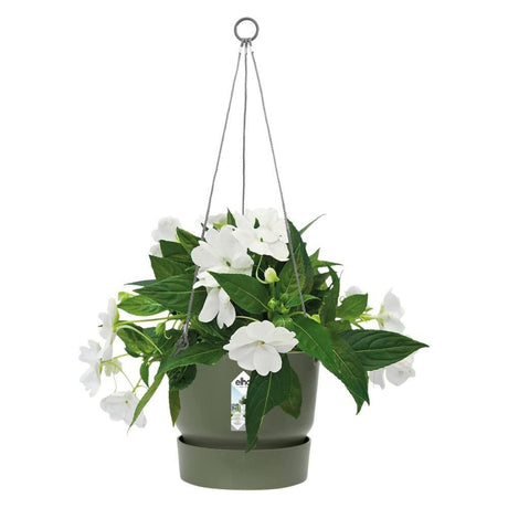 Elho 24cm Leaf Green Greenville Hanging Basket Planter - Old Railway Line Garden Centre
