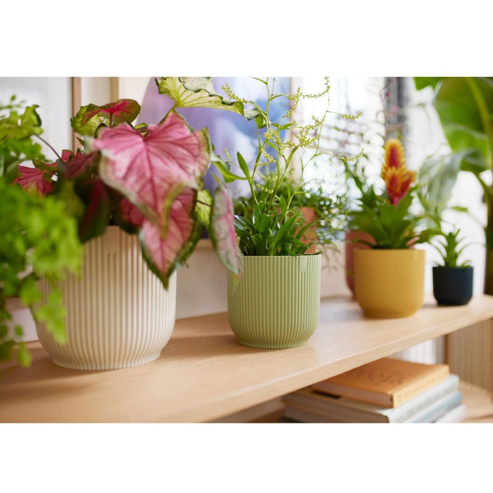 Elho 25cm Silky White Vibes Fold Round Pot - Old Railway Line Garden Centre