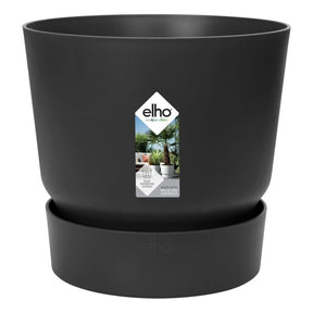 Elho 30cm Living Black Greenville Round Planter - Old Railway Line Garden Centre