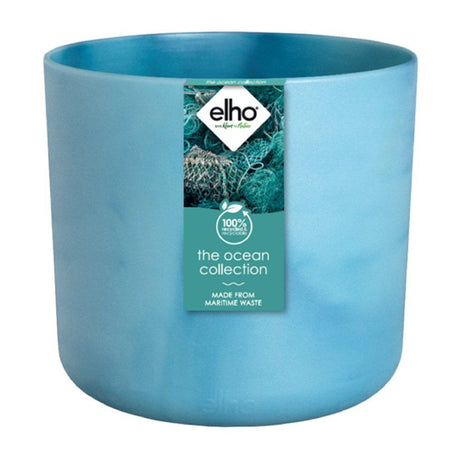 Elho Ocean Collection Atlantic Blue Recycled Waste Round Indoor Pot 14cm - Old Railway Line Garden Centre
