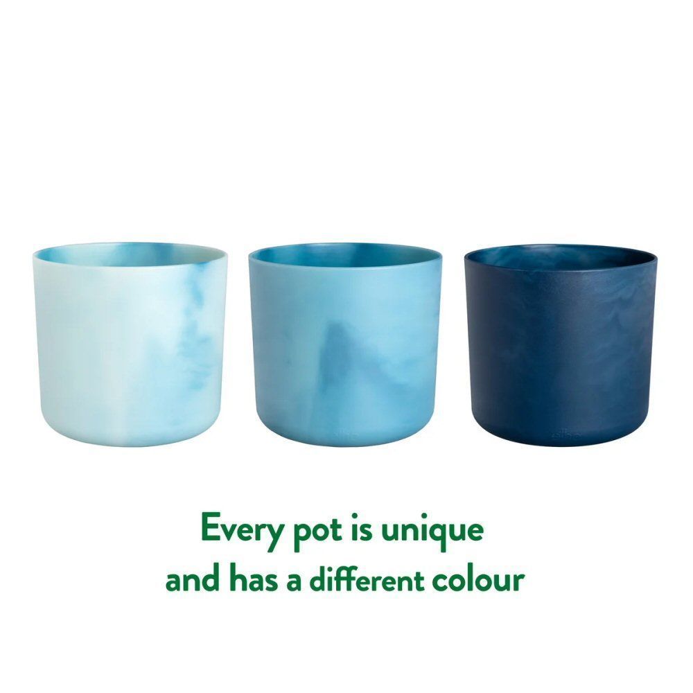 Elho Ocean Collection Atlantic Blue Recycled Waste Round Indoor Pot 18cm - Old Railway Line Garden Centre
