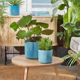 Elho Ocean Collection Atlantic Blue Recycled Waste Round Indoor Pot 18cm - Old Railway Line Garden Centre