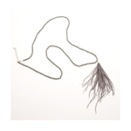 Eliza Gracious Ostrich Feather Pendant - Dark Grey - Old Railway Line Garden Centre
