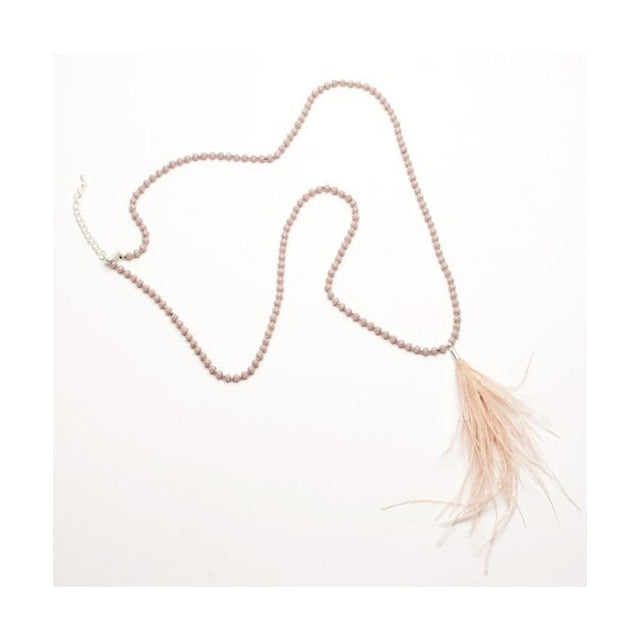 Eliza Gracious Ostrich Feather Pendant - Pink - Old Railway Line Garden Centre