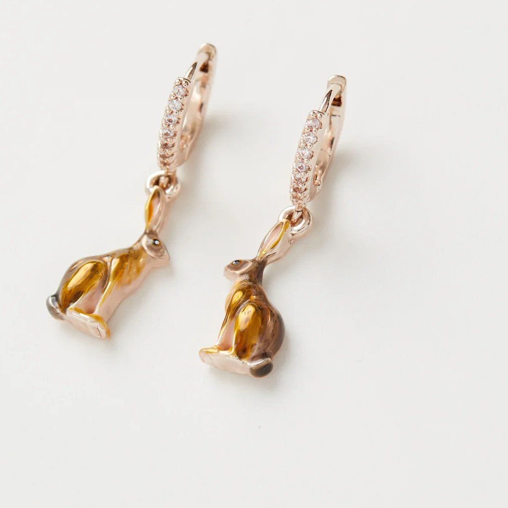 Fable England 2cm Gold Plated Hare Earrings - Old Railway Line Garden Centre
