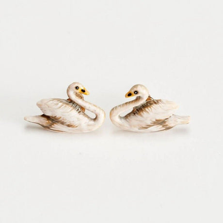 Fable England Enamel Swan Stud Earrings - Old Railway Line Garden Centre