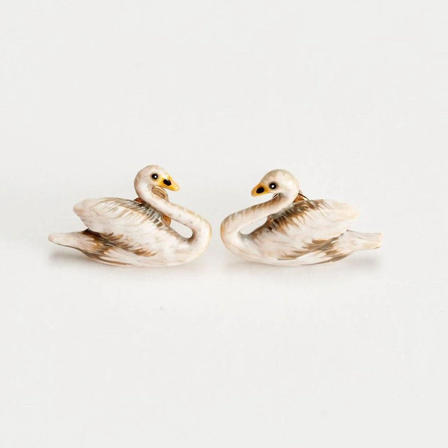 Fable England Enamel Swan Stud Earrings - Old Railway Line Garden Centre