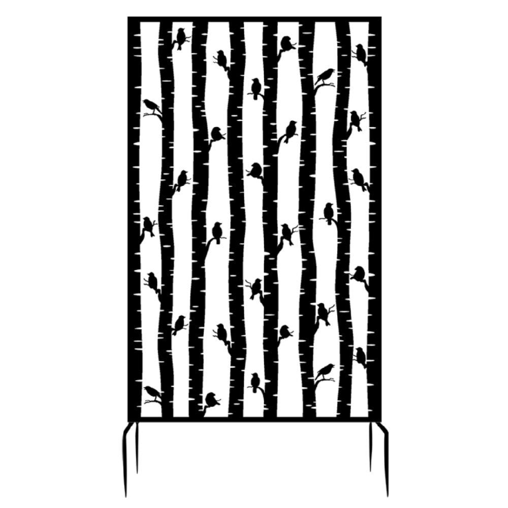Fallen Fruits 186cm Black Birds Metal Privacy Screen - Old Railway Line Garden Centre