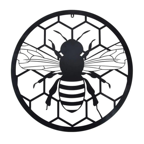 Fallen Fruits 60cm Round Bee Metal Wall Art - Old Railway Line Garden Centre