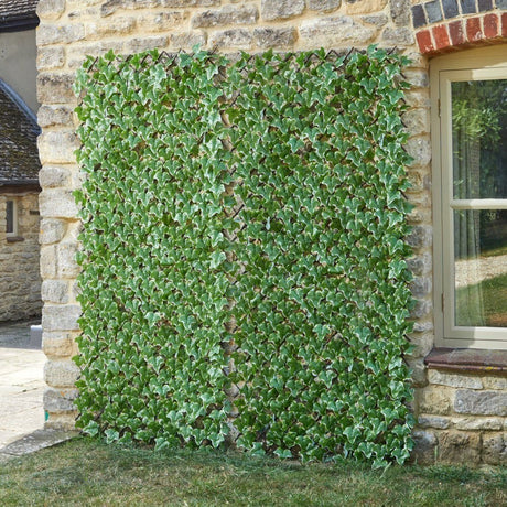 Faux Decor 180cm x 60cm Artificial Ivy Leaf Expandable Trellis - Old Railway Line Garden Centre