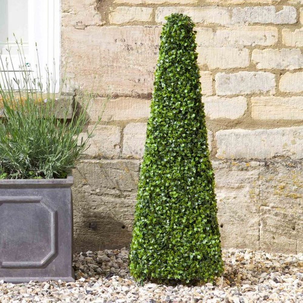 Faux Decor 90cm Artificial Boxwood Obelisk - Old Railway Line Garden Centre