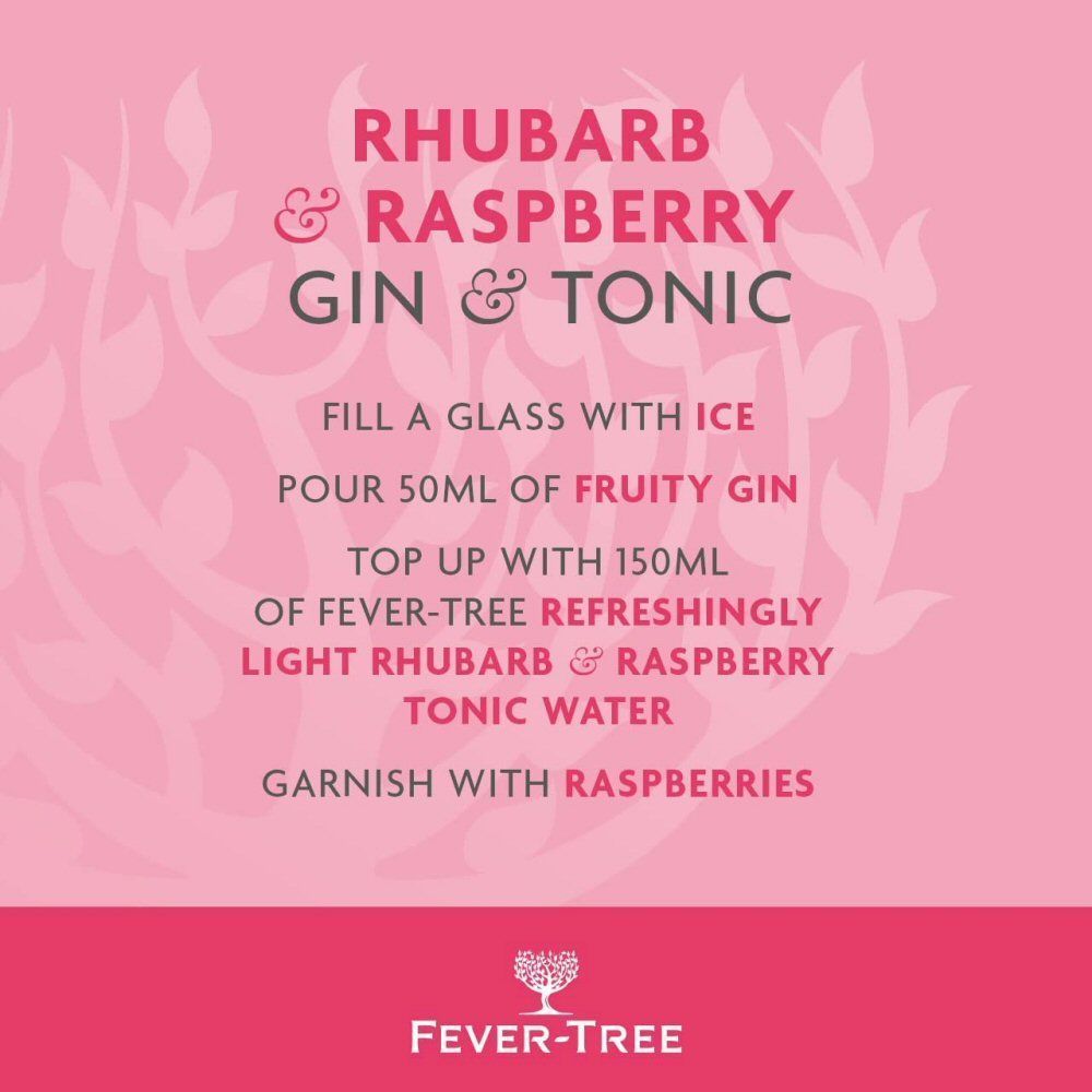 Fever - Tree 500ml Refreshingly Light Rhubarb & Raspberry Tonic Water - Old Railway Line Garden Centre