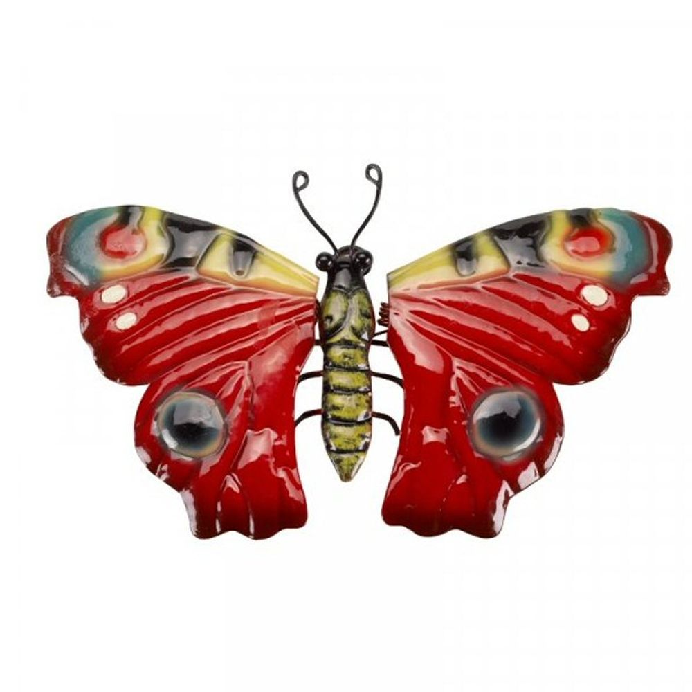 Flamboya 19cm Red Butterfly Metal Wall Hanger - Old Railway Line Garden Centre