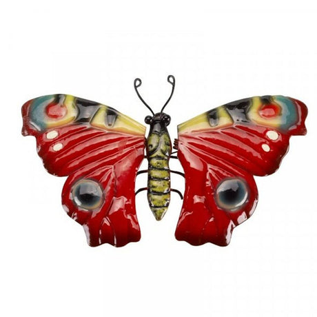 Flamboya 22cm Red Butterfly Metal Wall Hanger - Old Railway Line Garden Centre