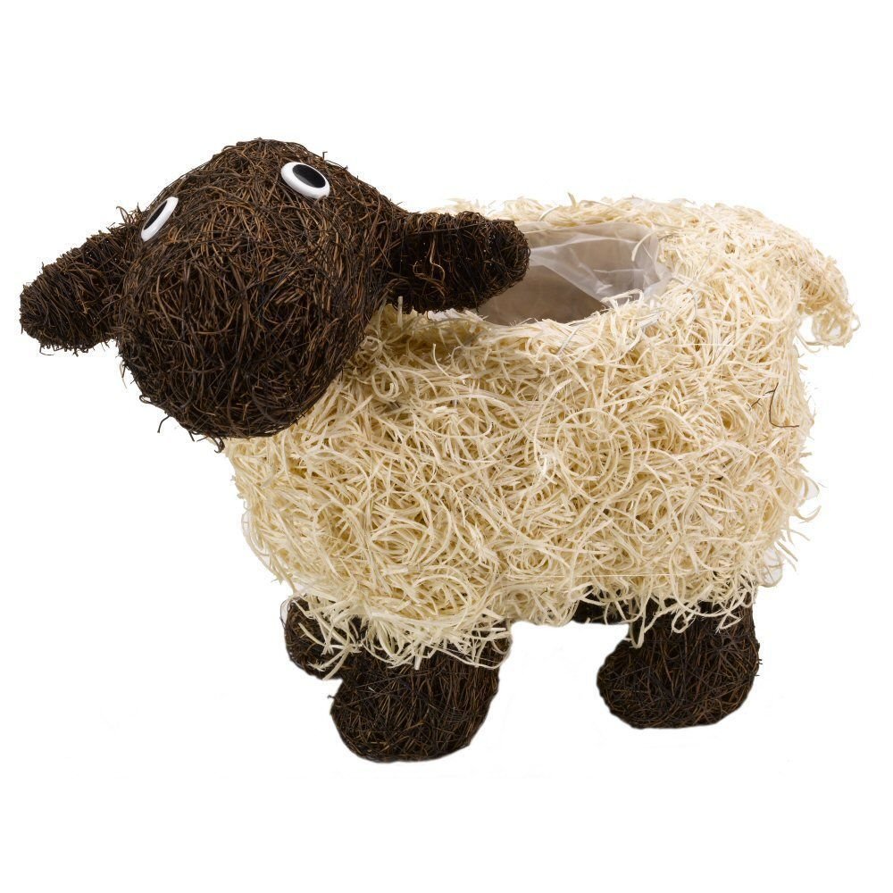 Flamboya 35cm Shelley Sheep Rattan Funimal Planter - Old Railway Line Garden Centre