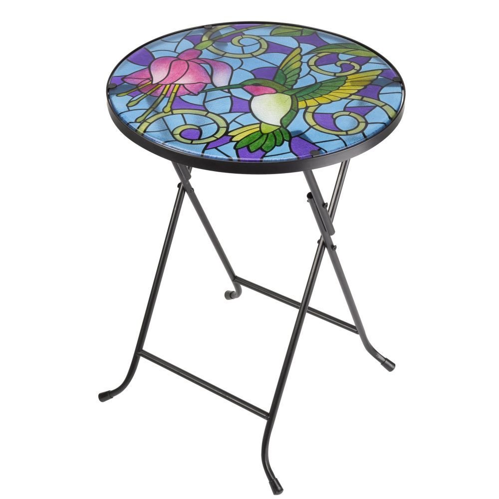 Flamboya 50cm Glass Hummingbird Table - Old Railway Line Garden Centre