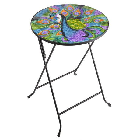 Flamboya 60cm Extra Large Glass Peacock Table - Old Railway Line Garden Centre