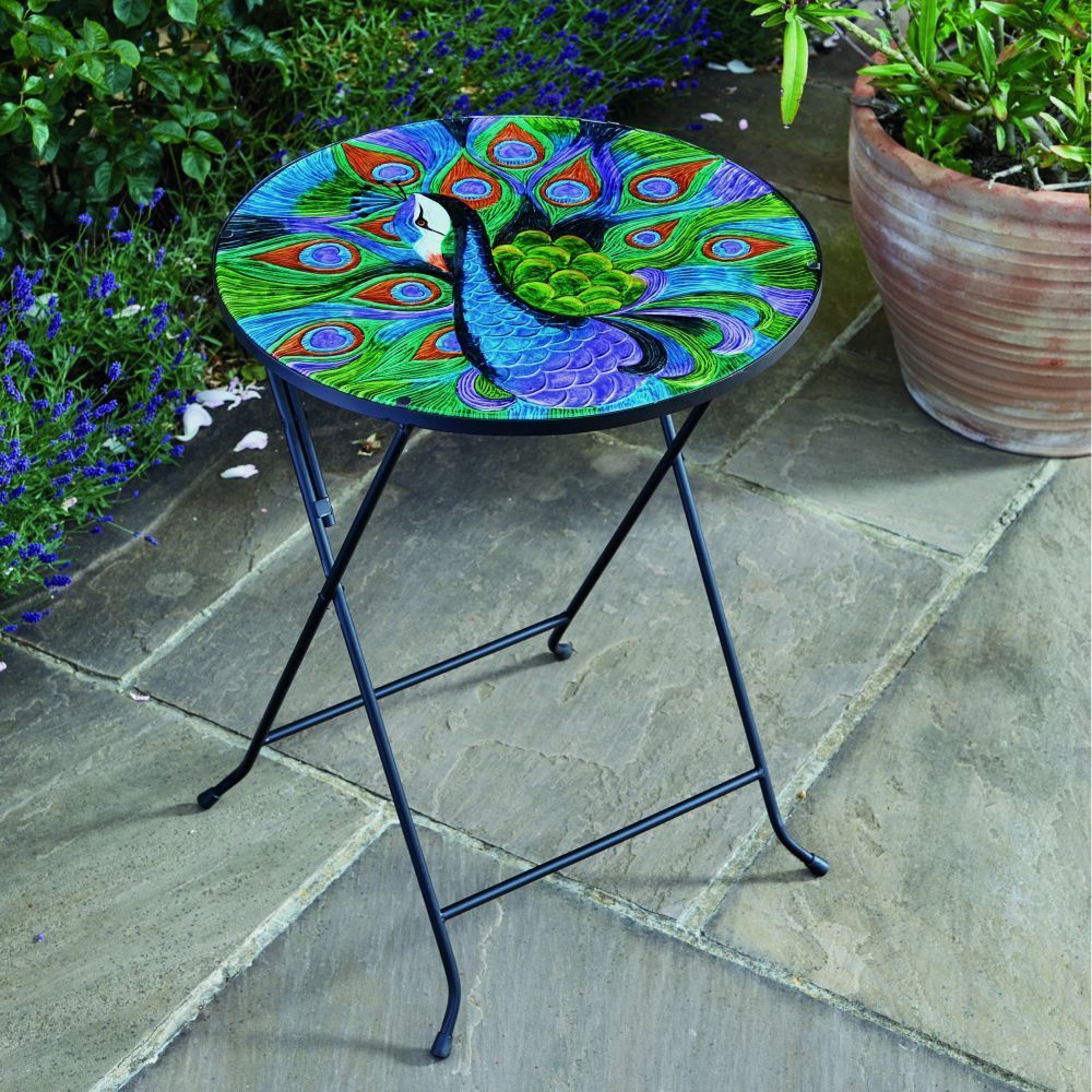 Flamboya 60cm Extra Large Glass Peacock Table – Old Railway Line