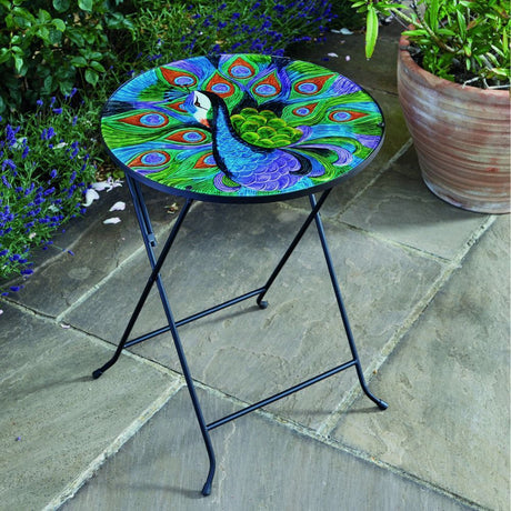Flamboya 60cm Extra Large Glass Peacock Table - Old Railway Line Garden Centre