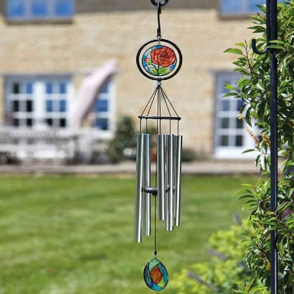 Flamboya Glass Rose Wind Chime - Old Railway Line Garden Centre