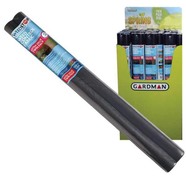 Gardman Weedstop Classic Weed Control Fabric Twin Pack 12m x 1.2m - Old Railway Line Garden Centre